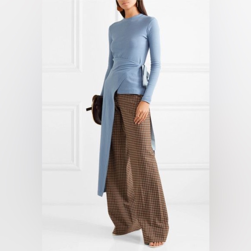 Rosetta Getty Long Sleeve Split Apron T-Shirt, Size Small, Periwinkle, Cotton